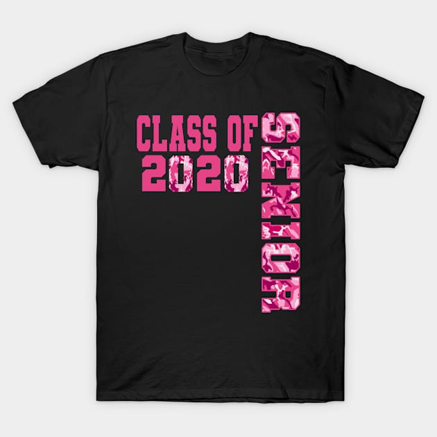 Senior Class of 2020 Pink Cammo High School Graduation Gift T-Shirt by Kimmicsts